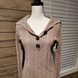 Old Navy Casual Single Breasted Cable Knit Hooded Pullover Cardigan